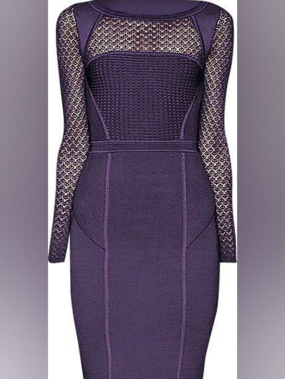 Diane Von Furstenberg Deep Purple Long-Sleeve Bodycon Dress